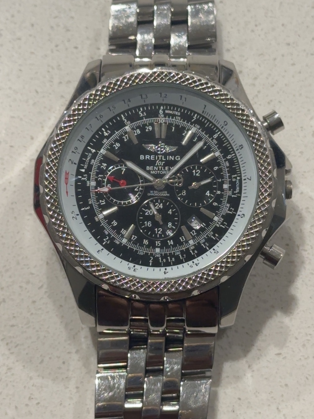 Breitling for Bentley Black Dial Stainless Steel Men's Chronograph Watch